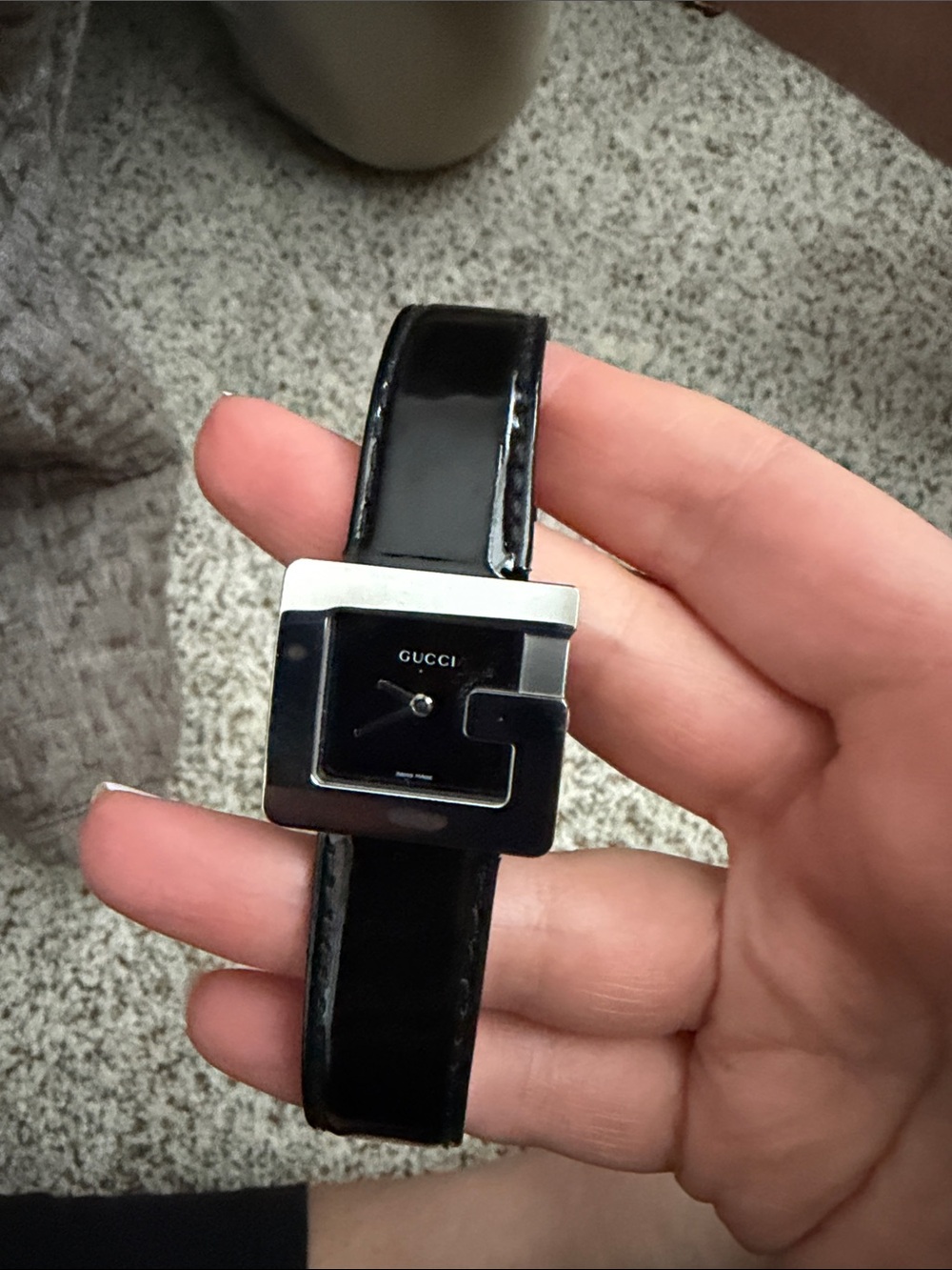 Gucci Black Square G-Frame Stainless Accent Watch